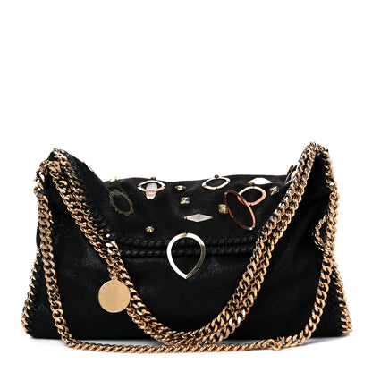 Stella McCartney Embellished Shaggy Deer Small Falabella Fold Over Tote Black 1 of 12