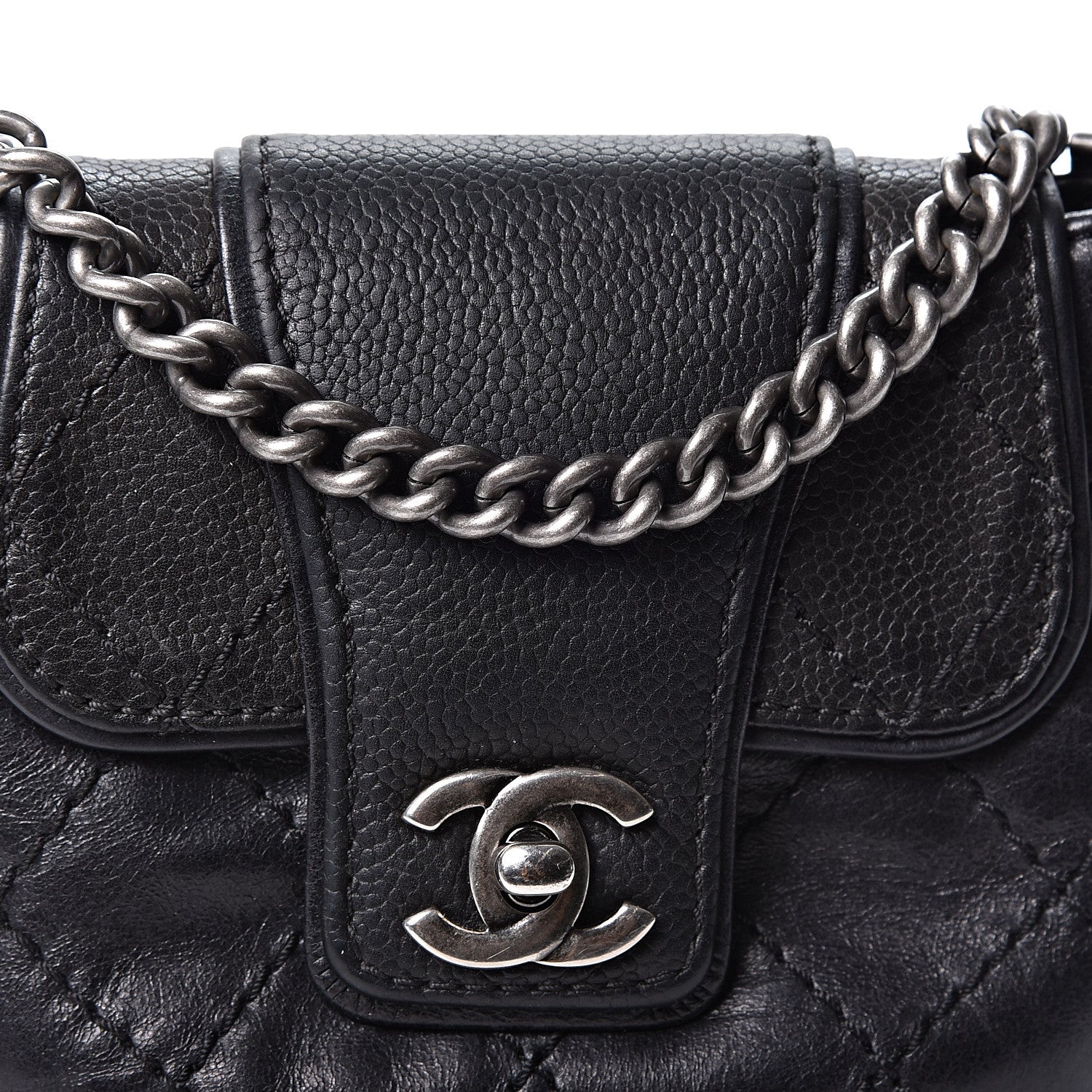 Chanel Caviar Aged Calfskin Mini Bubble Graphic Messenger Bag Black 9 of 10