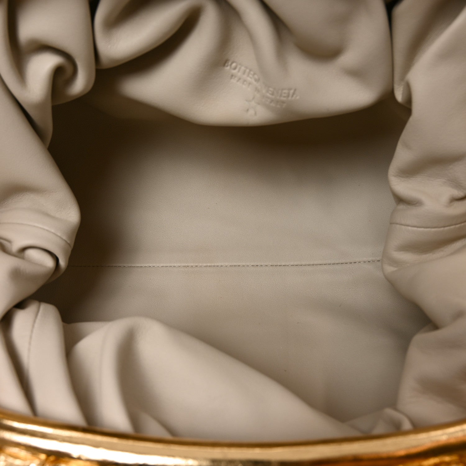 Bottega Veneta Metallic Crinkled Lambskin The Pouch Oversized Clutch Oro 5 of 11