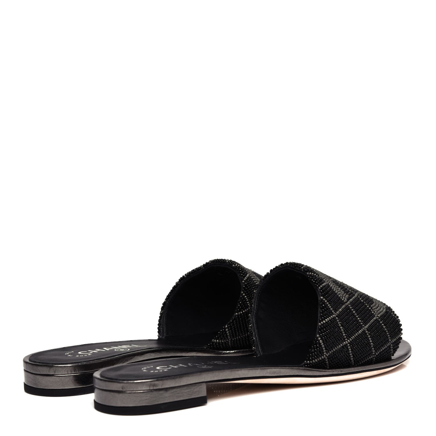 Chanel Pearl Embroidery CC Mules 38.5 Black 4 of 11