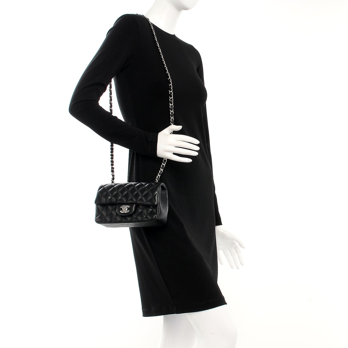 Caviar Quilted Mini Rectangular Flap Black