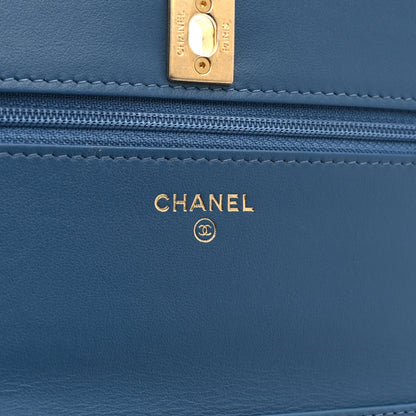 Chanel Denim Quilted CC Pearl Crush Wallet on Chain WOC Blue 6 of 11