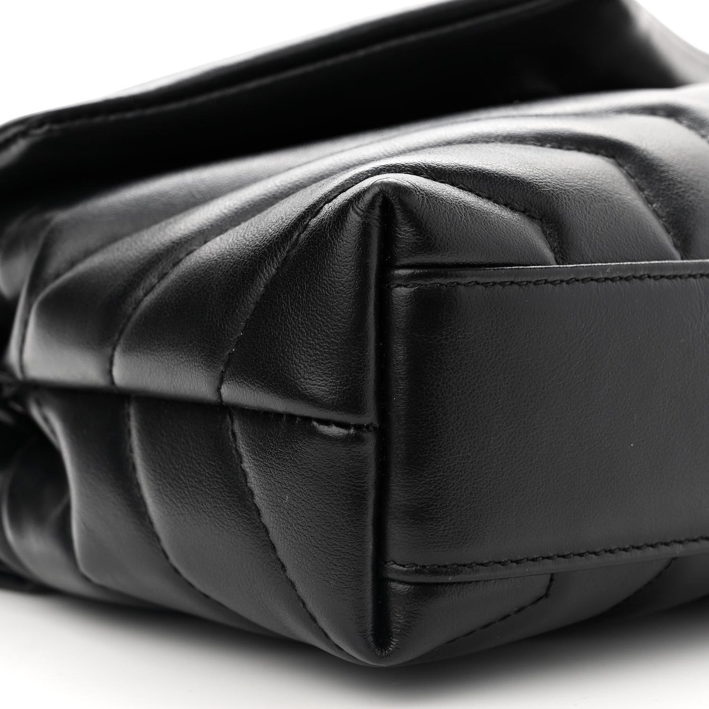 Calfskin Y Quilted Monogram Monochrome Toy Loulou Crossbody Bag Black