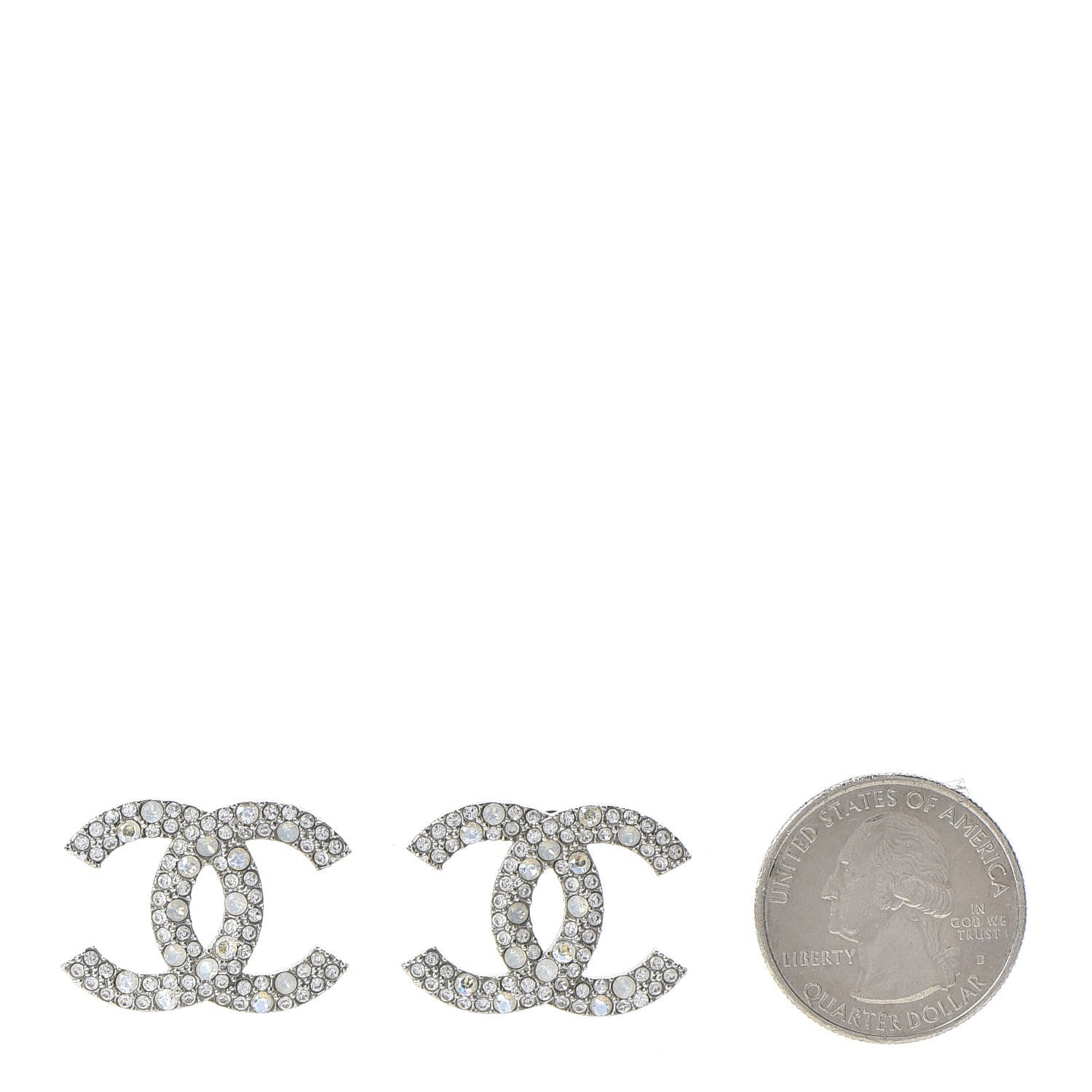 Chanel Crystal Large CC Earrings Silver 2 of 6