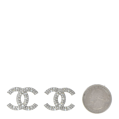 Chanel Crystal Large CC Earrings Silver 2 of 6