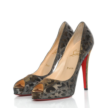 Christian Louboutin Lame Leopard Very Prive 120 Pumps 40 Gold Silver 3 of 7