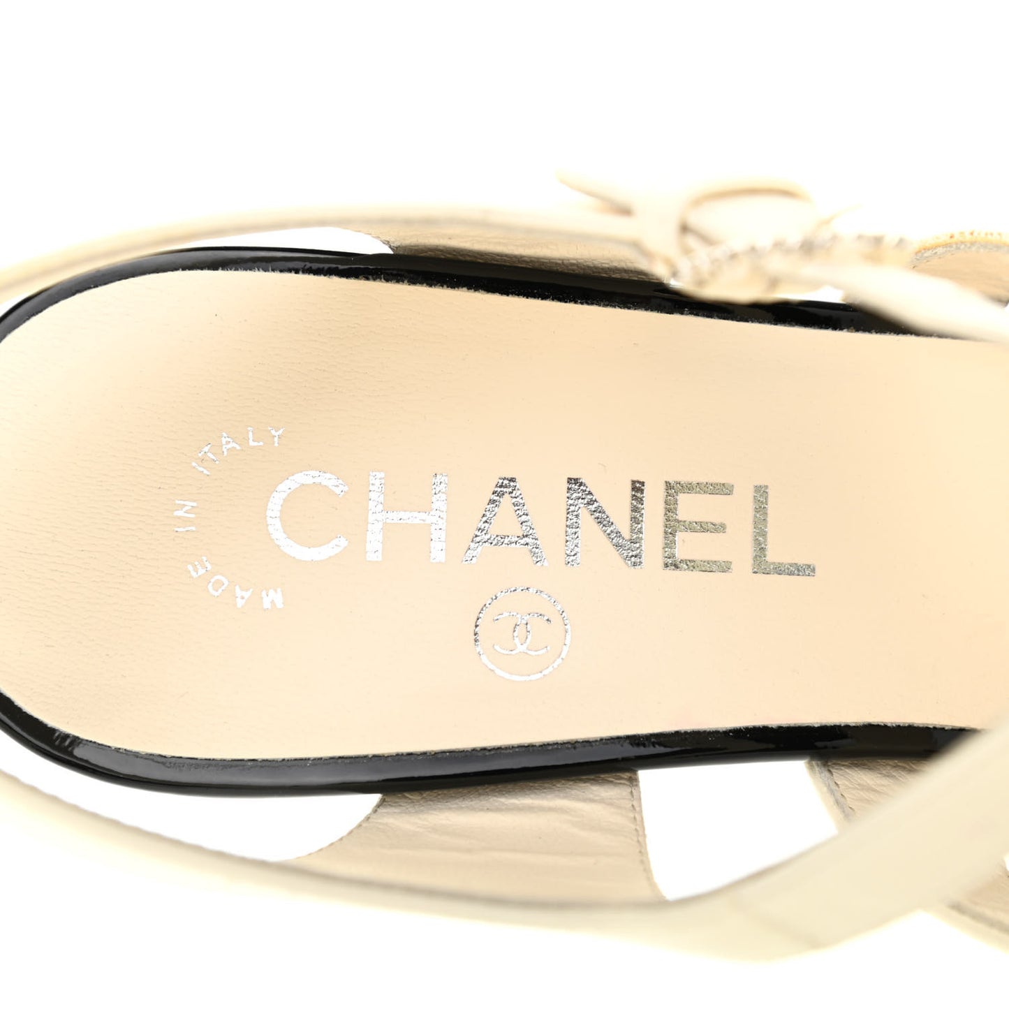 Lambskin Patent Pearl Sandals 39 White Black