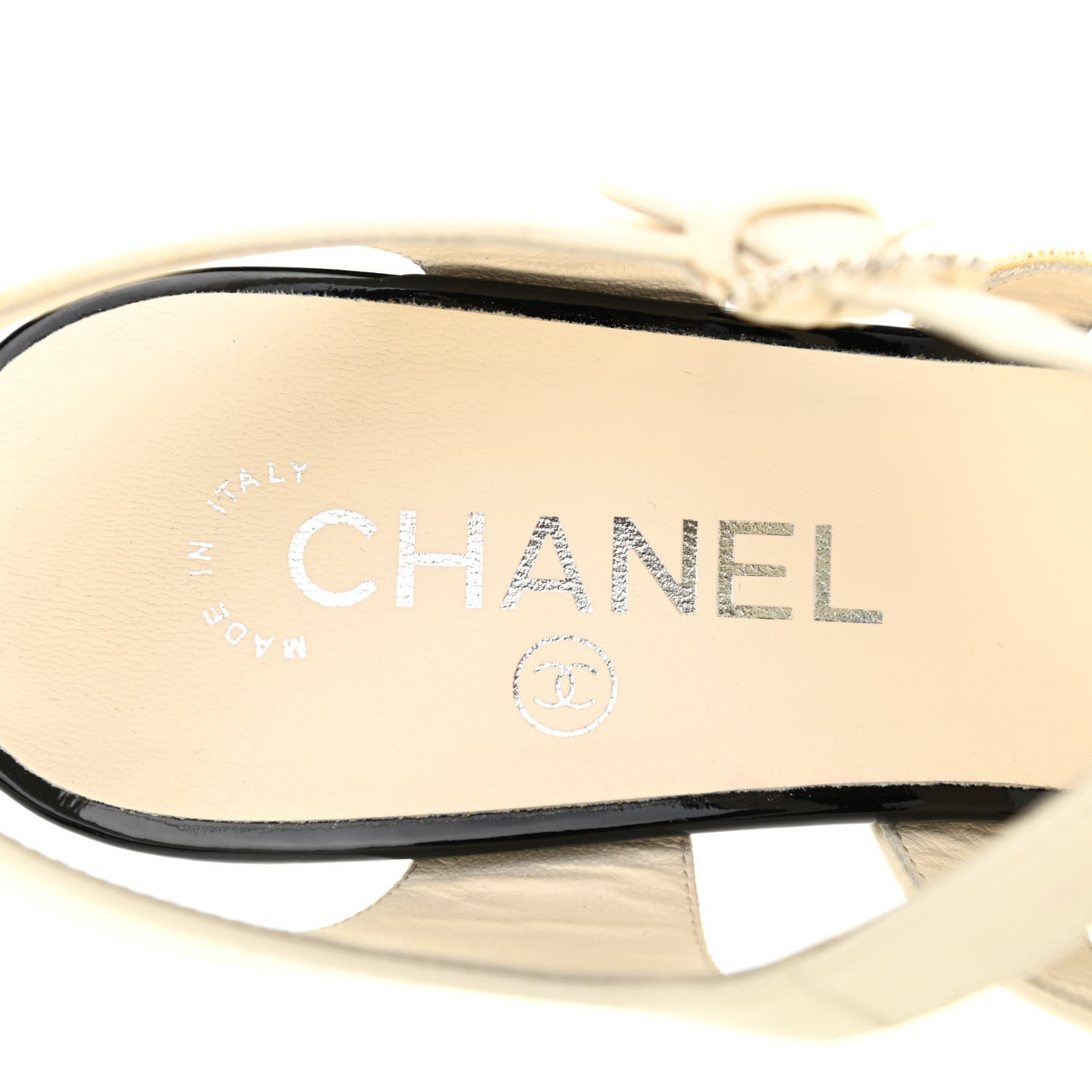 Chanel Lambskin Patent Pearl Sandals 39 White Black 7 of 12