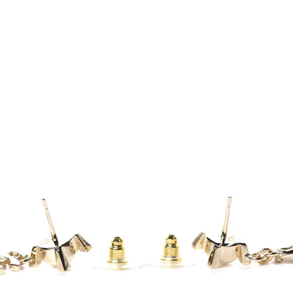 Chanel Crystal Pearl CC Drop Earrings Gold 3 of 4