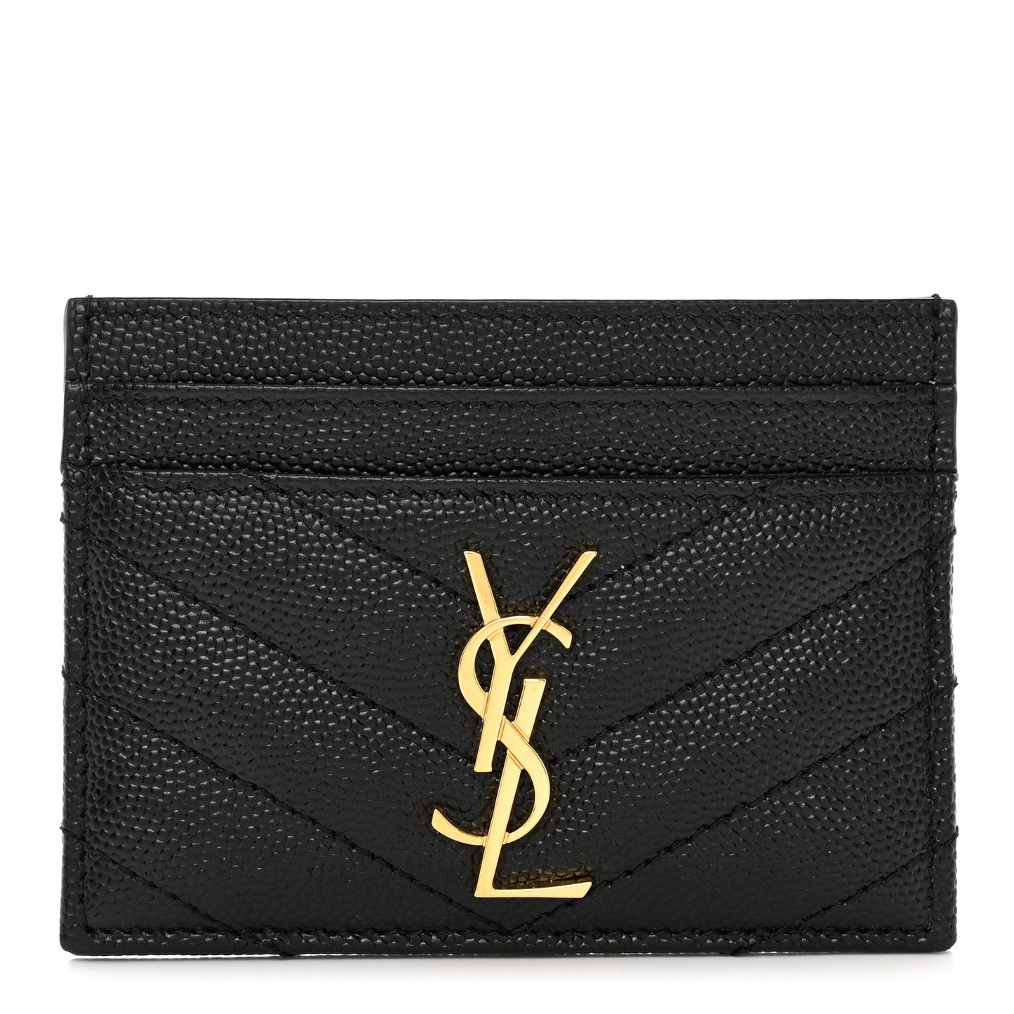 Grain De Poudre Matelasse Chevron Monogram Credit Card Case Black