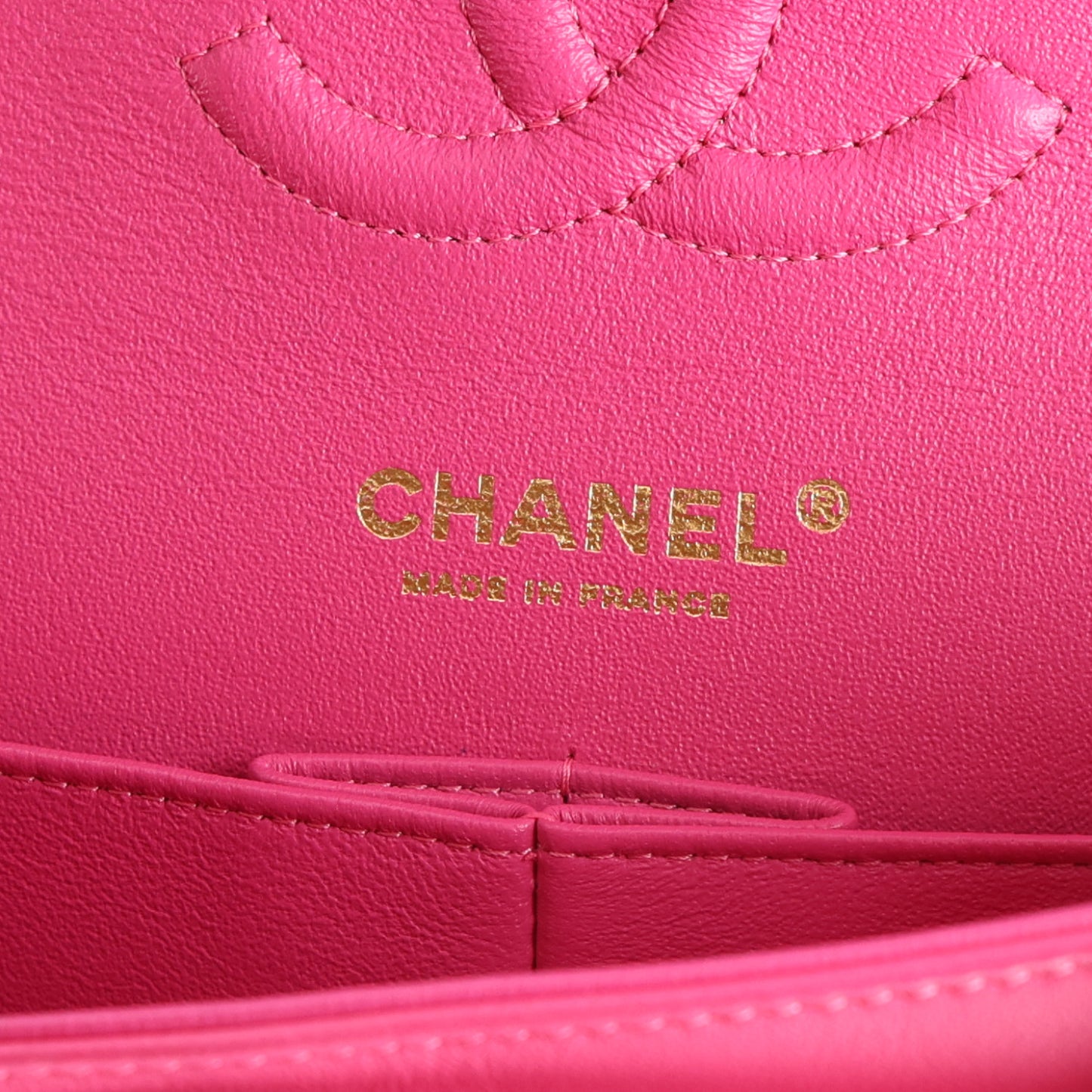 Lambskin Chevron Quilted Medium Double Flap Dark Pink