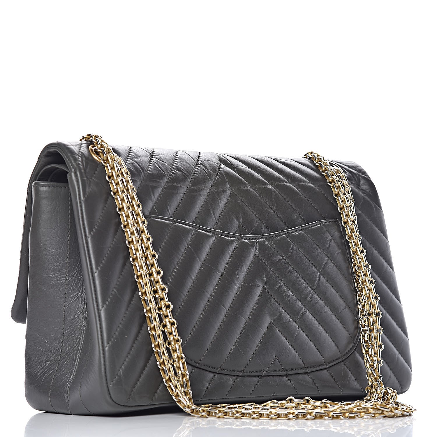 Chanel Aged Calfskin Chevron Quilted 2.55 Reissue 226 Dark Grey 3 of 14