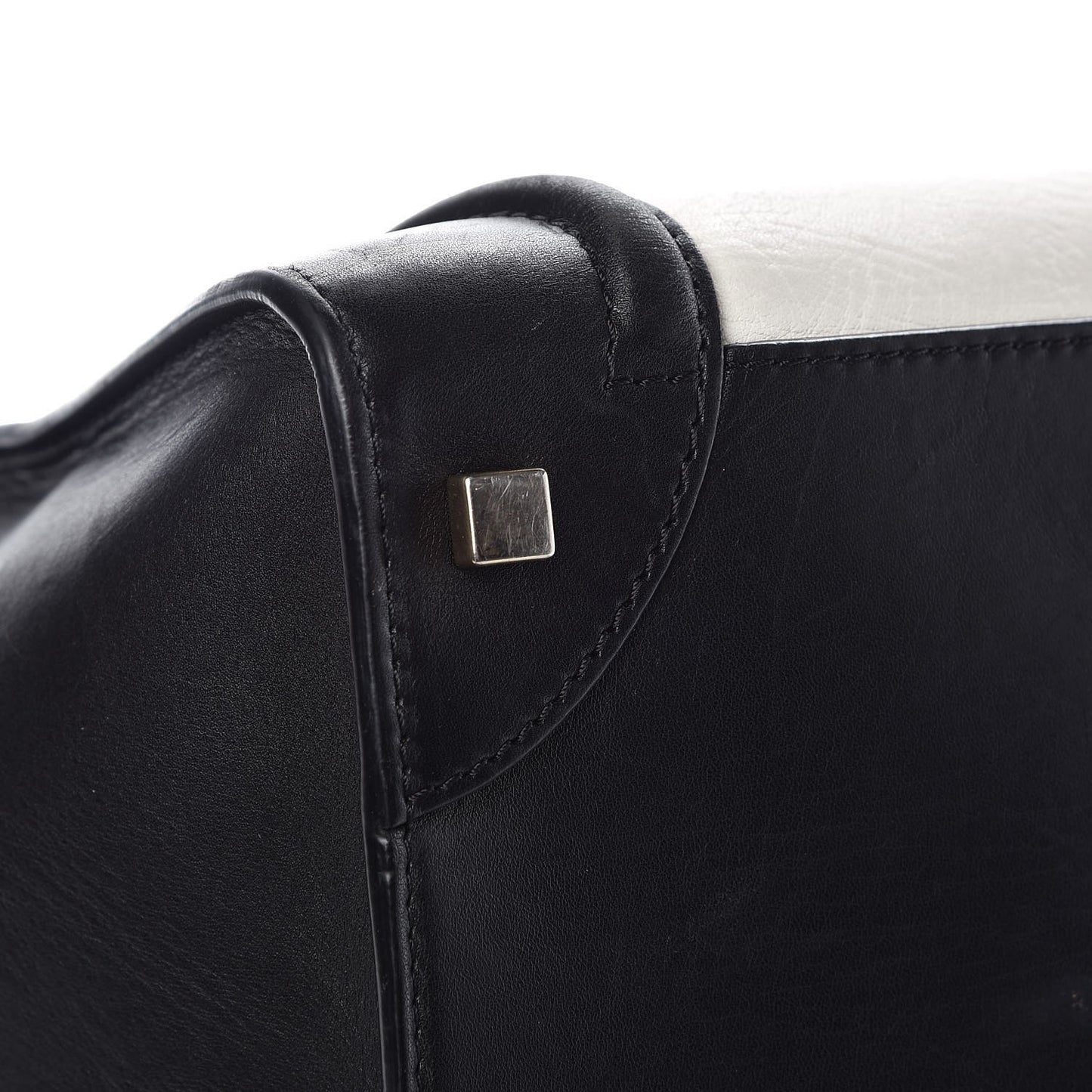 Elephant Calfskin Mini Bi-Color Luggage Black White
