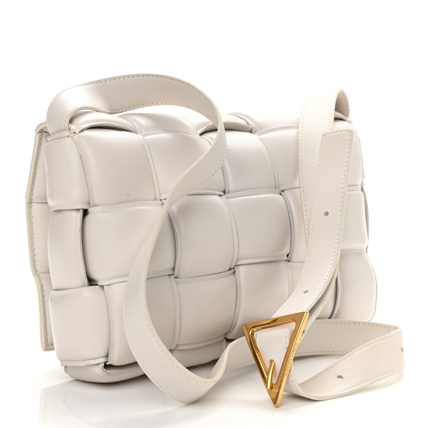 Nappa Maxi Intreccio Padded Cassette Crossbody Bag Chalk