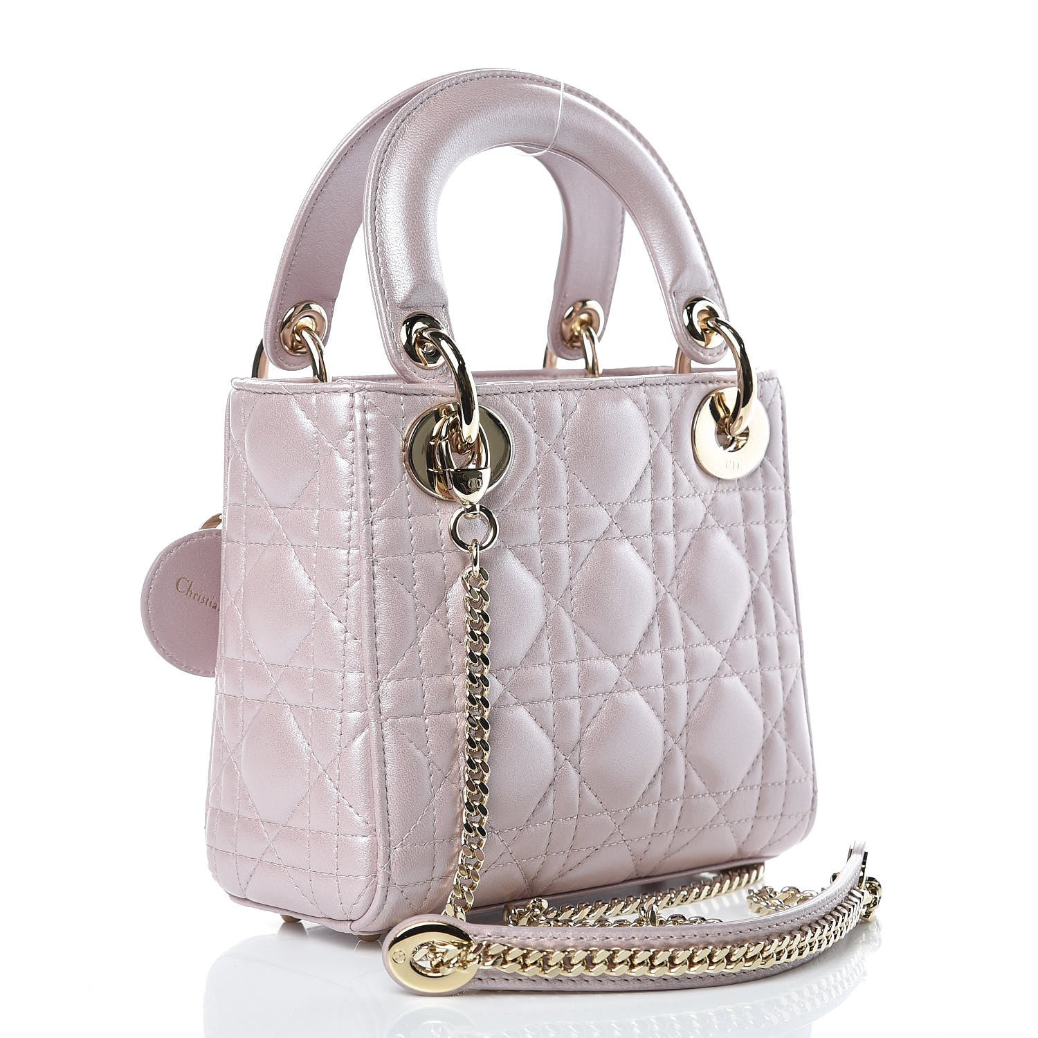 Christian Dior Metallic Lambskin Cannage Mini Lady Dior Lotus 3 of 11