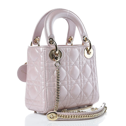 Christian Dior Metallic Lambskin Cannage Mini Lady Dior Lotus 3 of 11