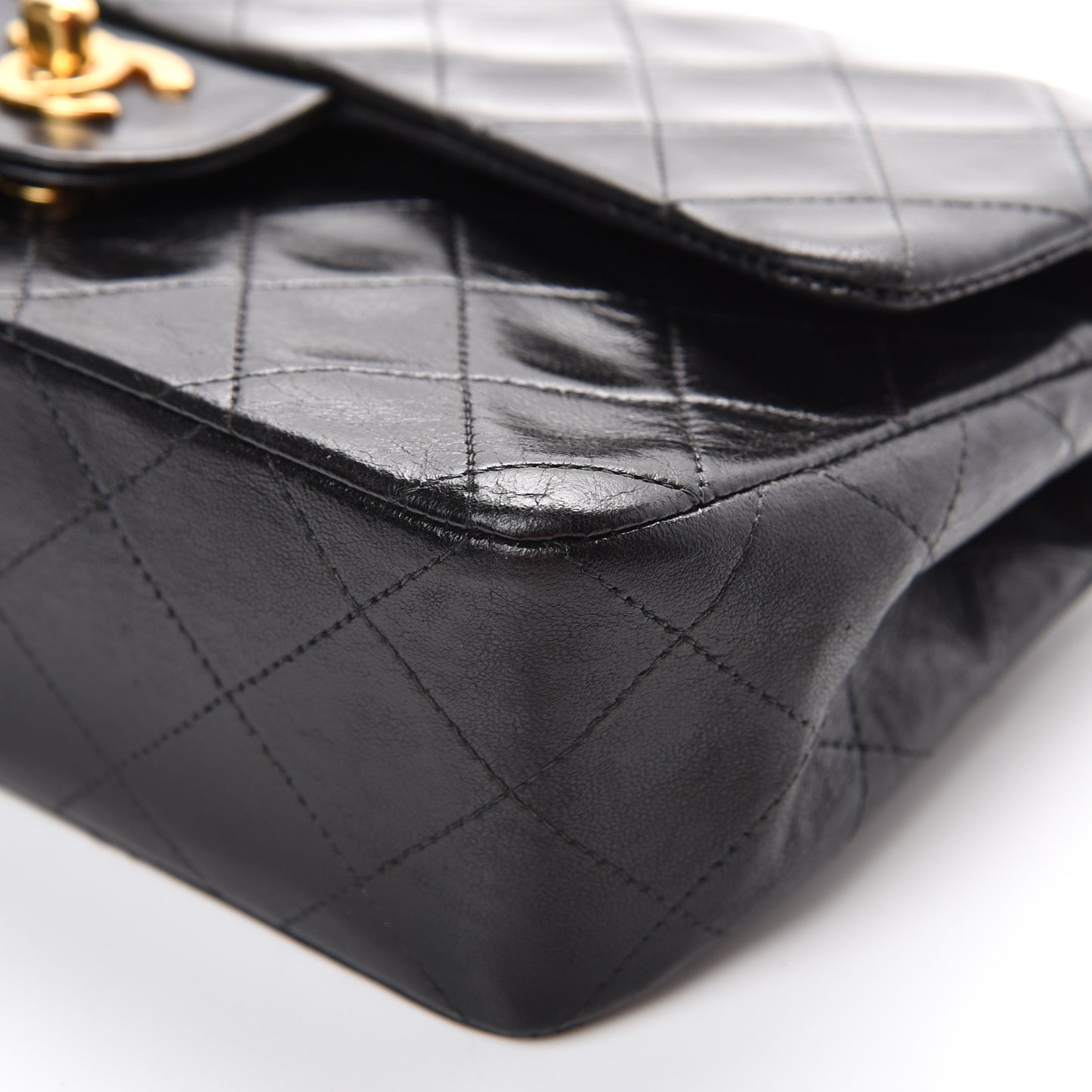 Lambskin Quilted Small Double Flap Black