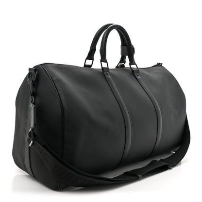 Louis Vuitton Grained Calfskin Aerogram Keepall Bandouliere 50 Black 2 of 10