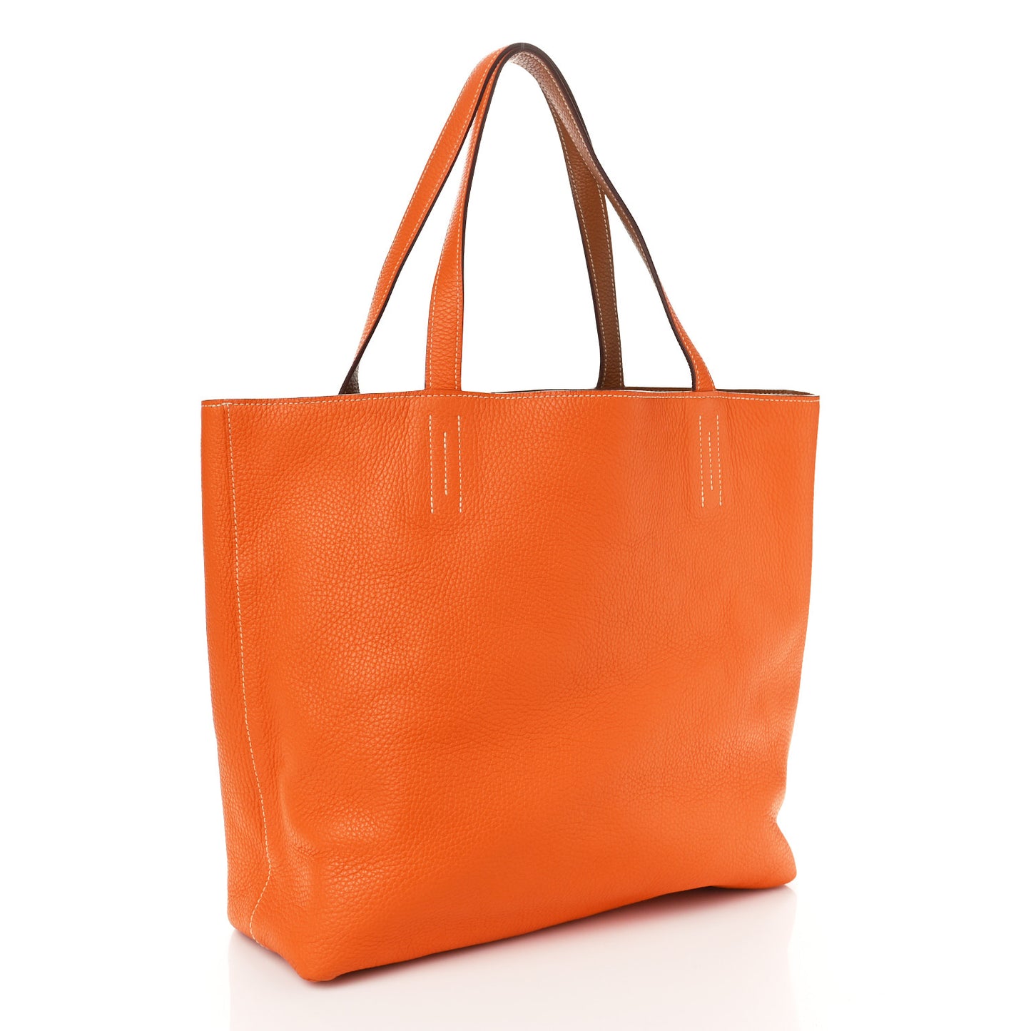 Taurillon Clemence Double Sens 45 Reversible Tote Orange Gold
