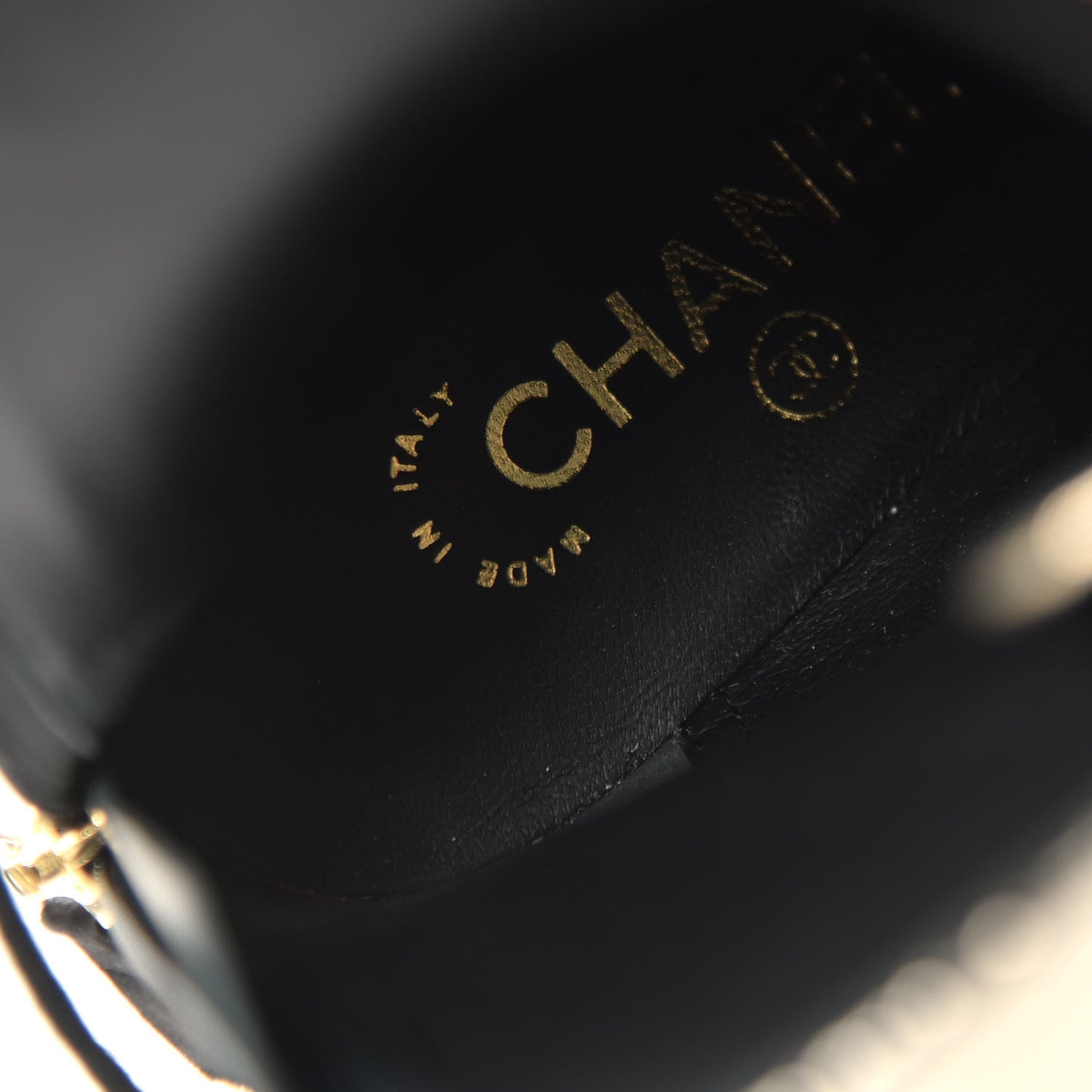 Laminated Calfskin CC Lace Up Short Boots 35.5 Gold Silver