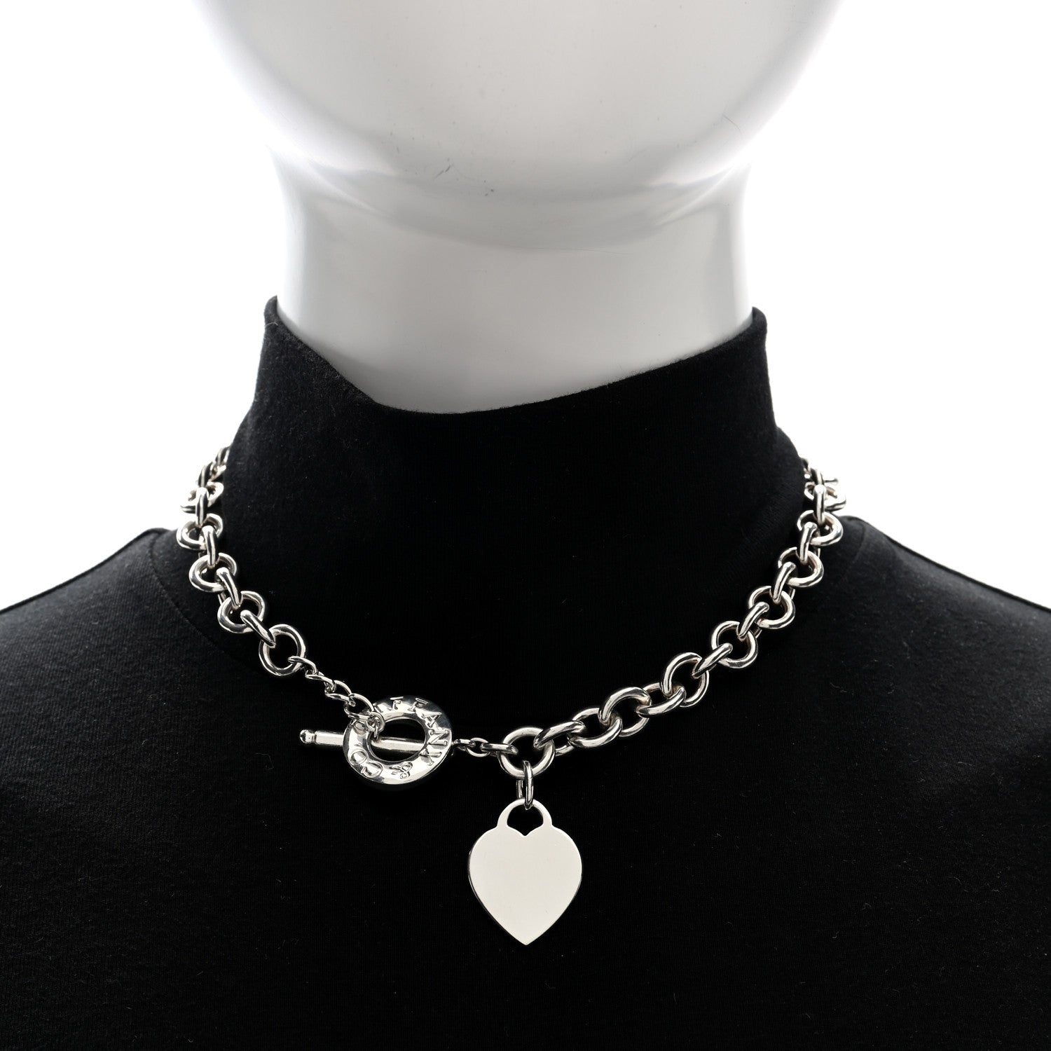 Tiffany Sterling Silver Heart Tag Toggle Necklace 2 of 5