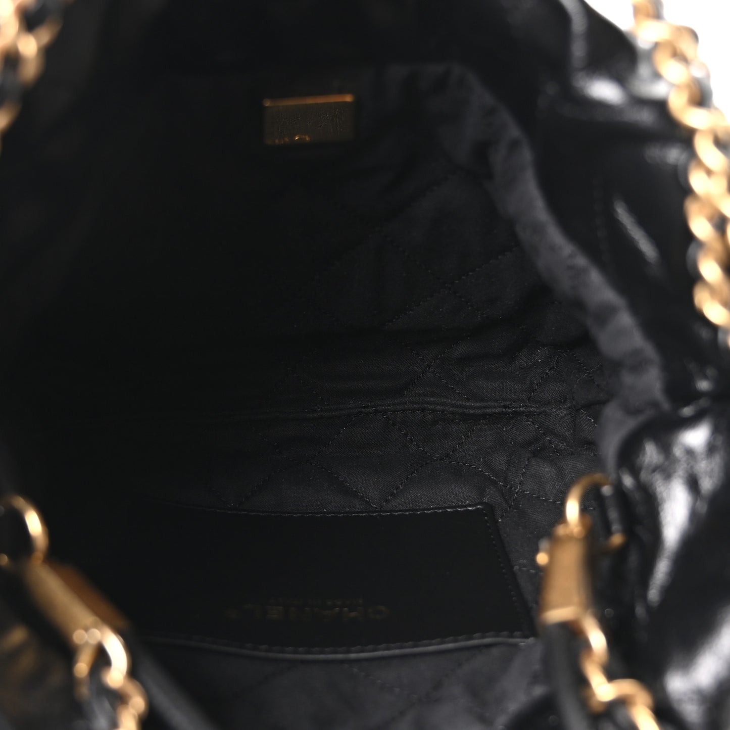 Shiny Calfskin Quilted Mini Chanel 22 Black