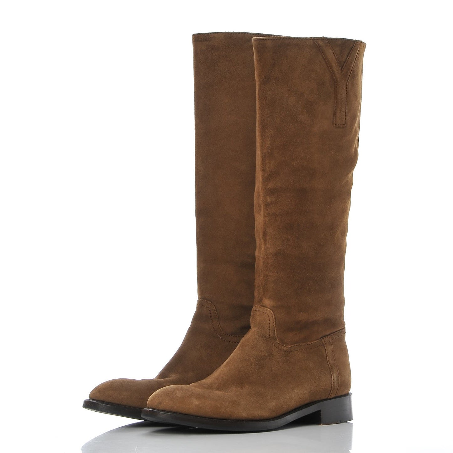Suede Knee High Boots 36 Beige