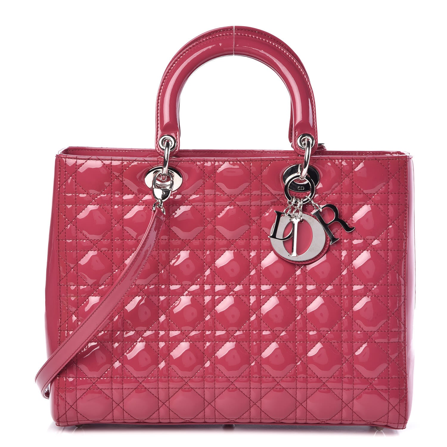 Christian Dior Patent Cannage Large Lady Dior Pink 1 of 10