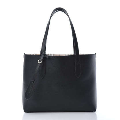 Burberry Grainy Calfskin Haymarket Check Small Reversible Tote Black 3 of 15