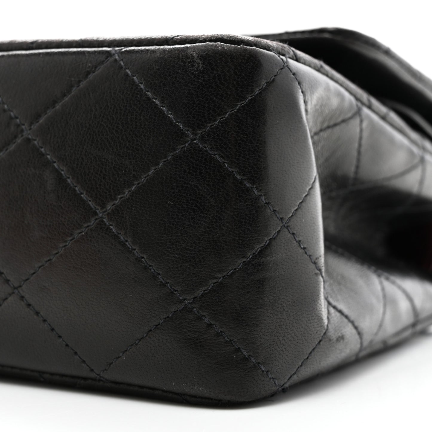 Lambskin Quilted Medium Double Flap Black