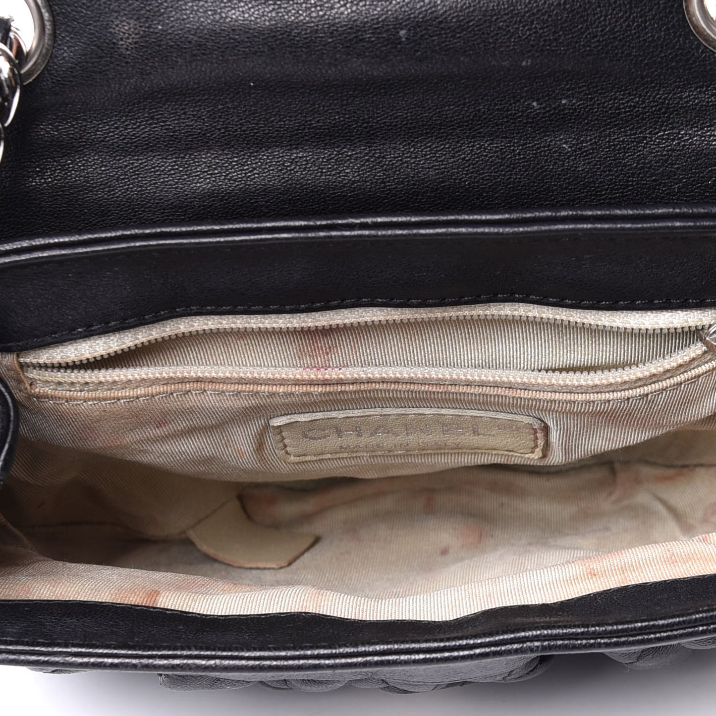 Washed Lambskin Quilted Mini Chain Around Messenger Black