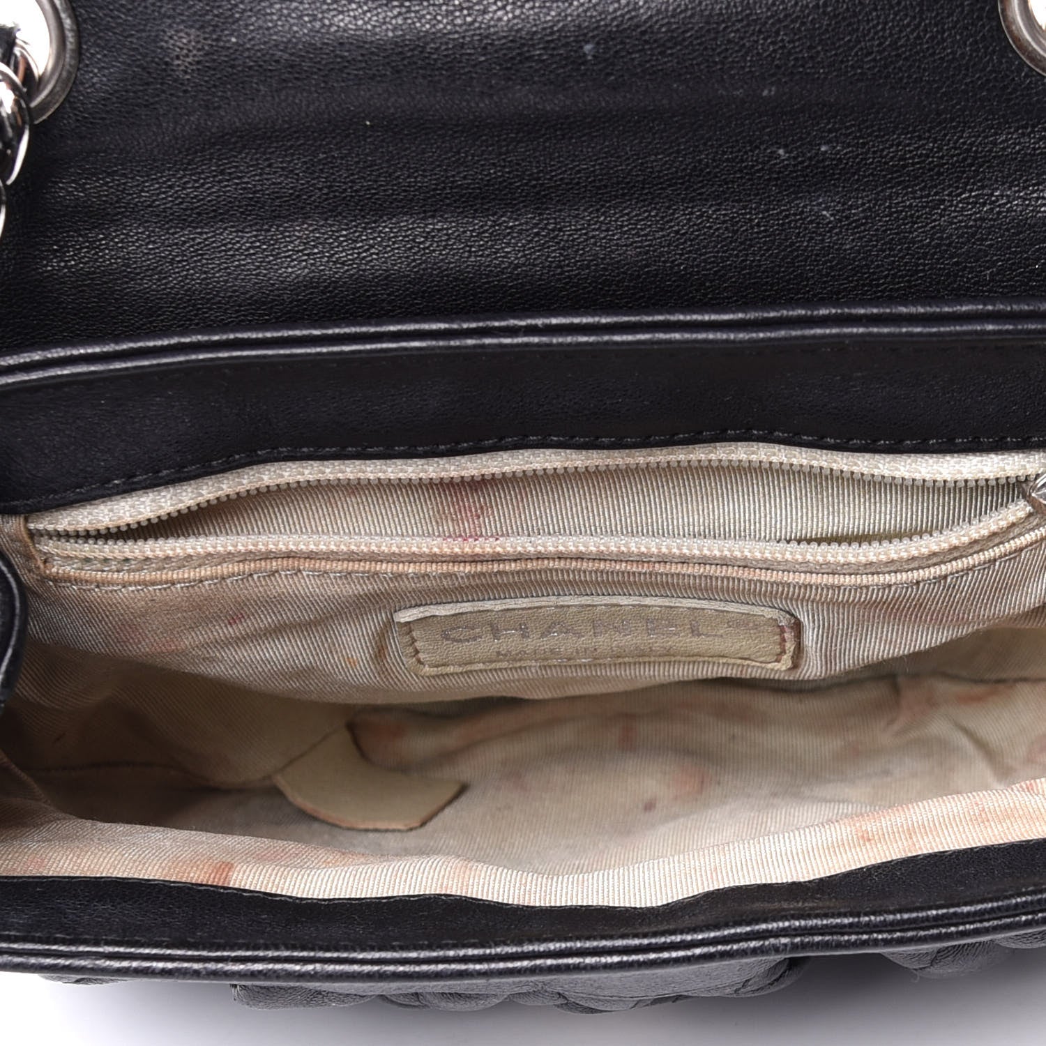 Chanel Washed Lambskin Quilted Mini Chain Around Messenger Black 4 of 5