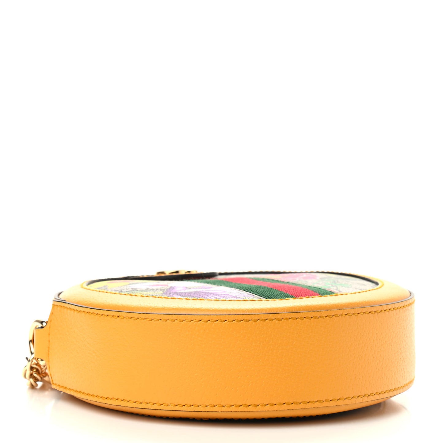 GG Supreme Monogram Flora Web Mini Ophidia Round Shoulder Bag Beige Multicolor Crop