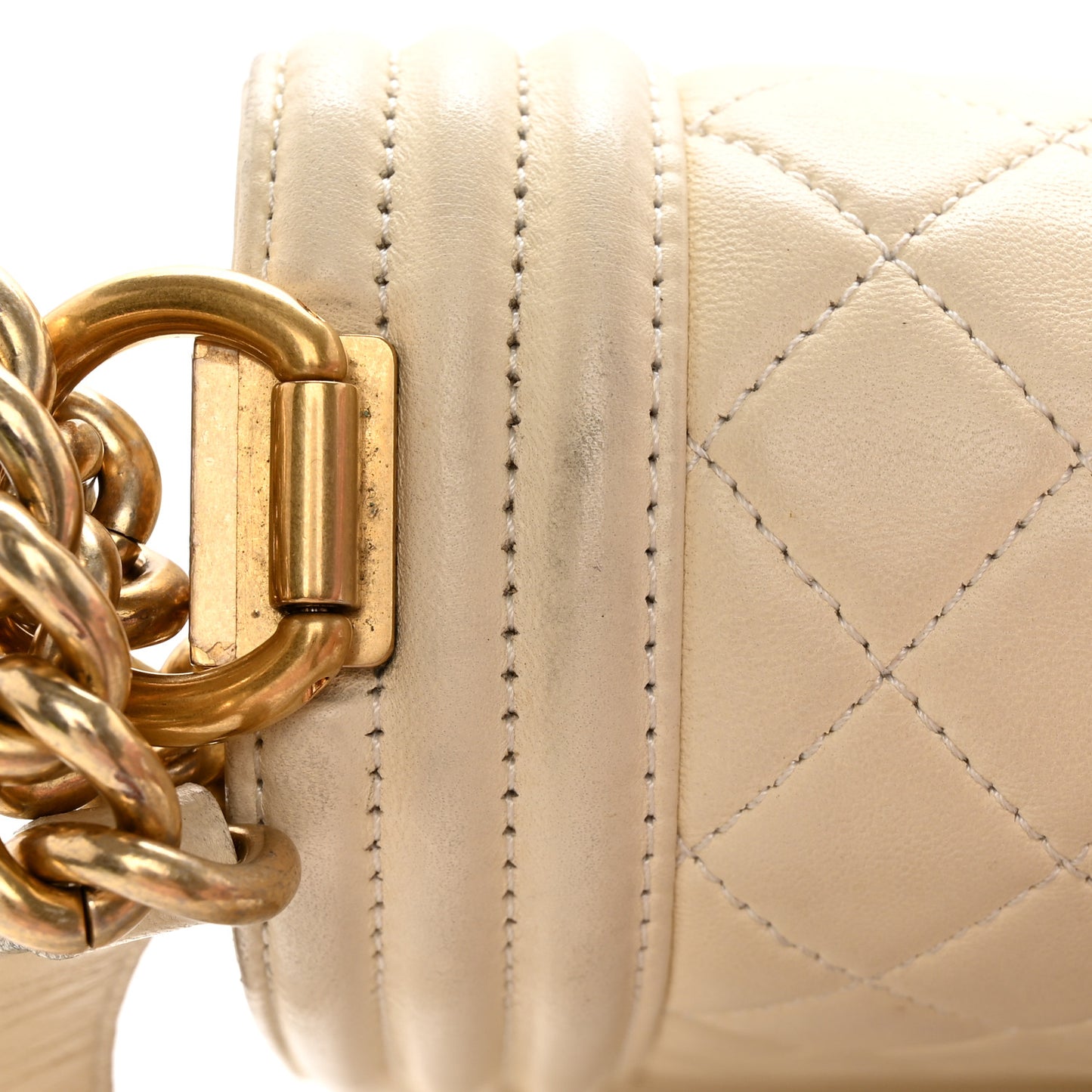 Lambskin Quilted Medium Boy Flap Light Beige