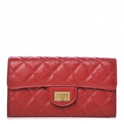 Chanel Aged Calfskin Quilted Large Reissue Gusset Flap Wallet Red 1 of 9