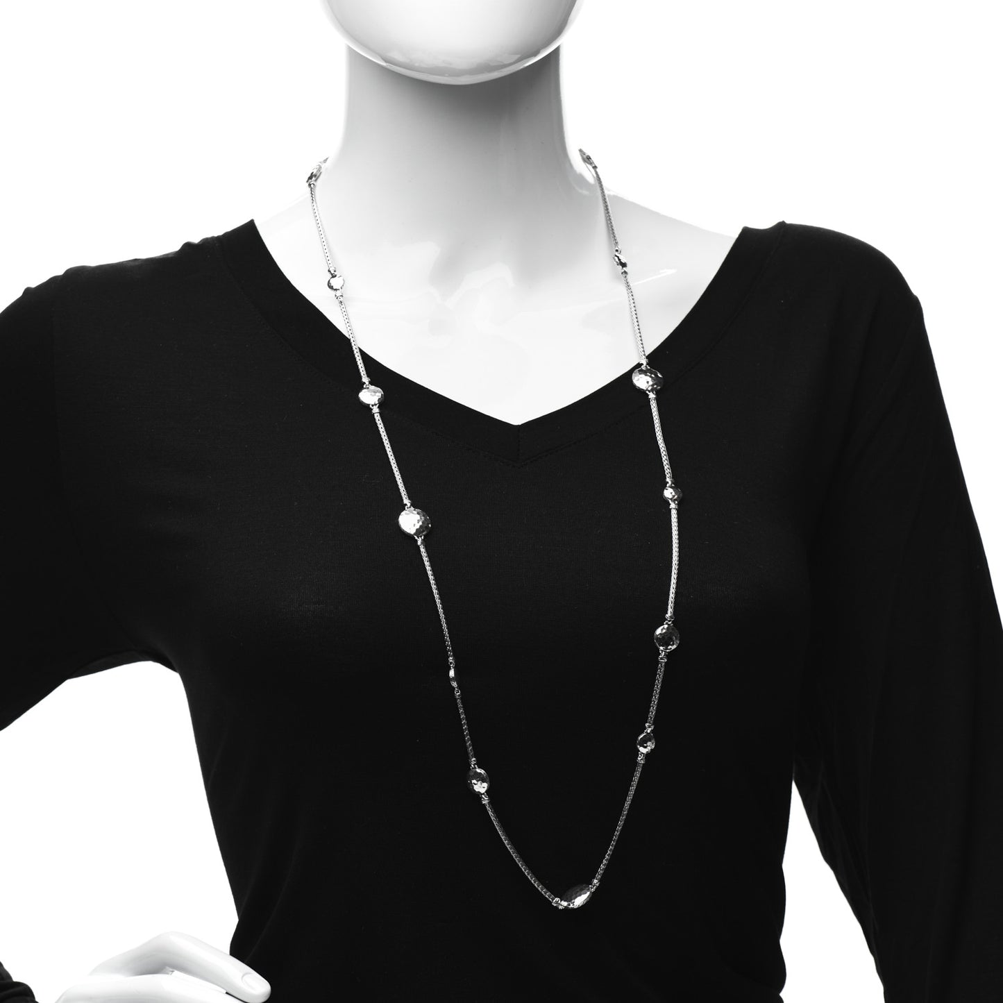 Sterling Silver Palu Disc Station Sautoir Necklace 36"