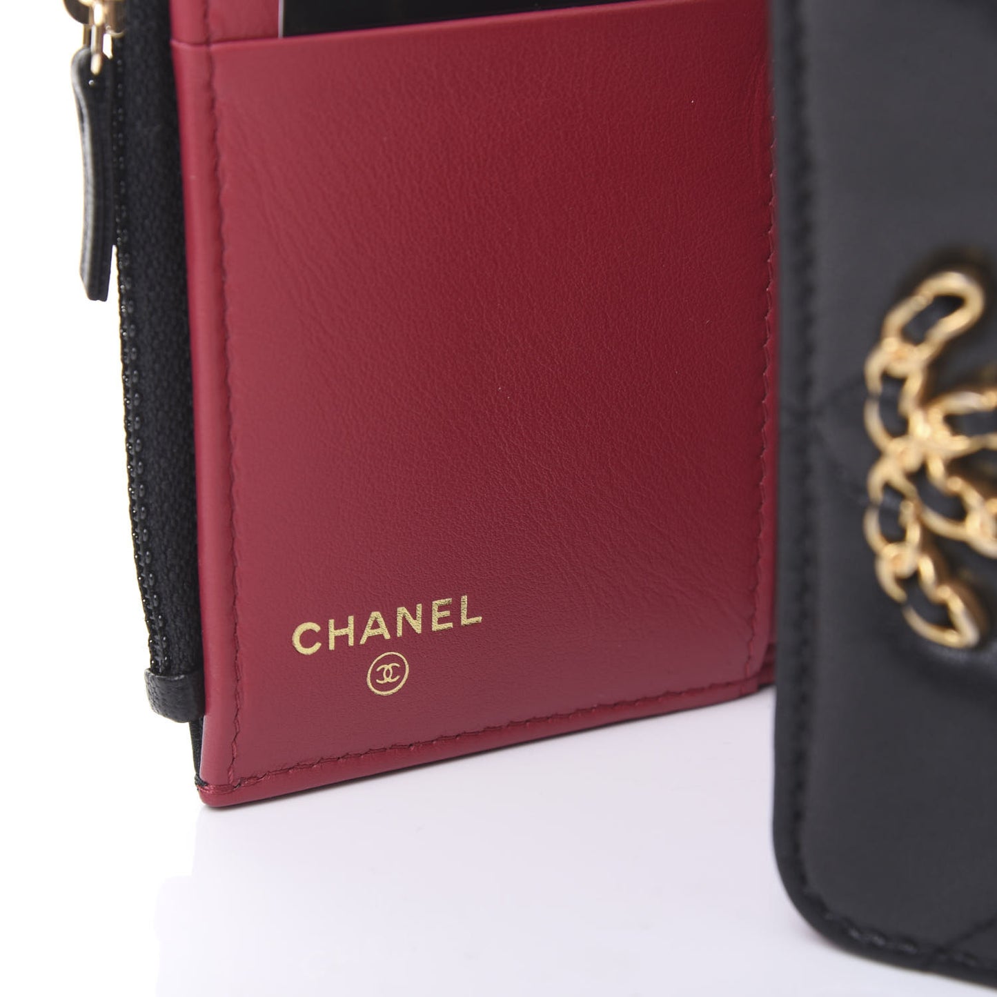 Lambskin Quilted 19 Small Flap Wallet Black