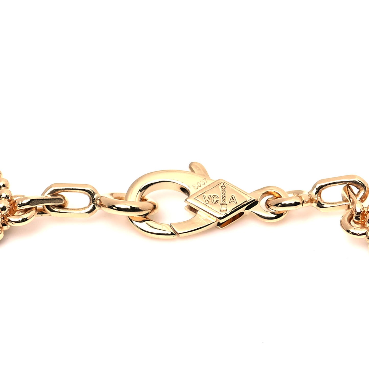 18K Yellow Gold Malachite 5 Motifs Vintage Alhambra Bracelet
