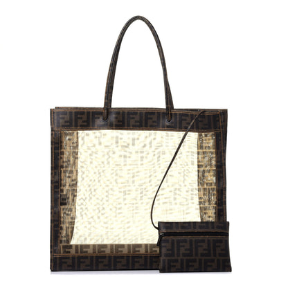 Fendi Mesh Glazed Fabric FF 1974 Tote Tobacco 1 of 10
