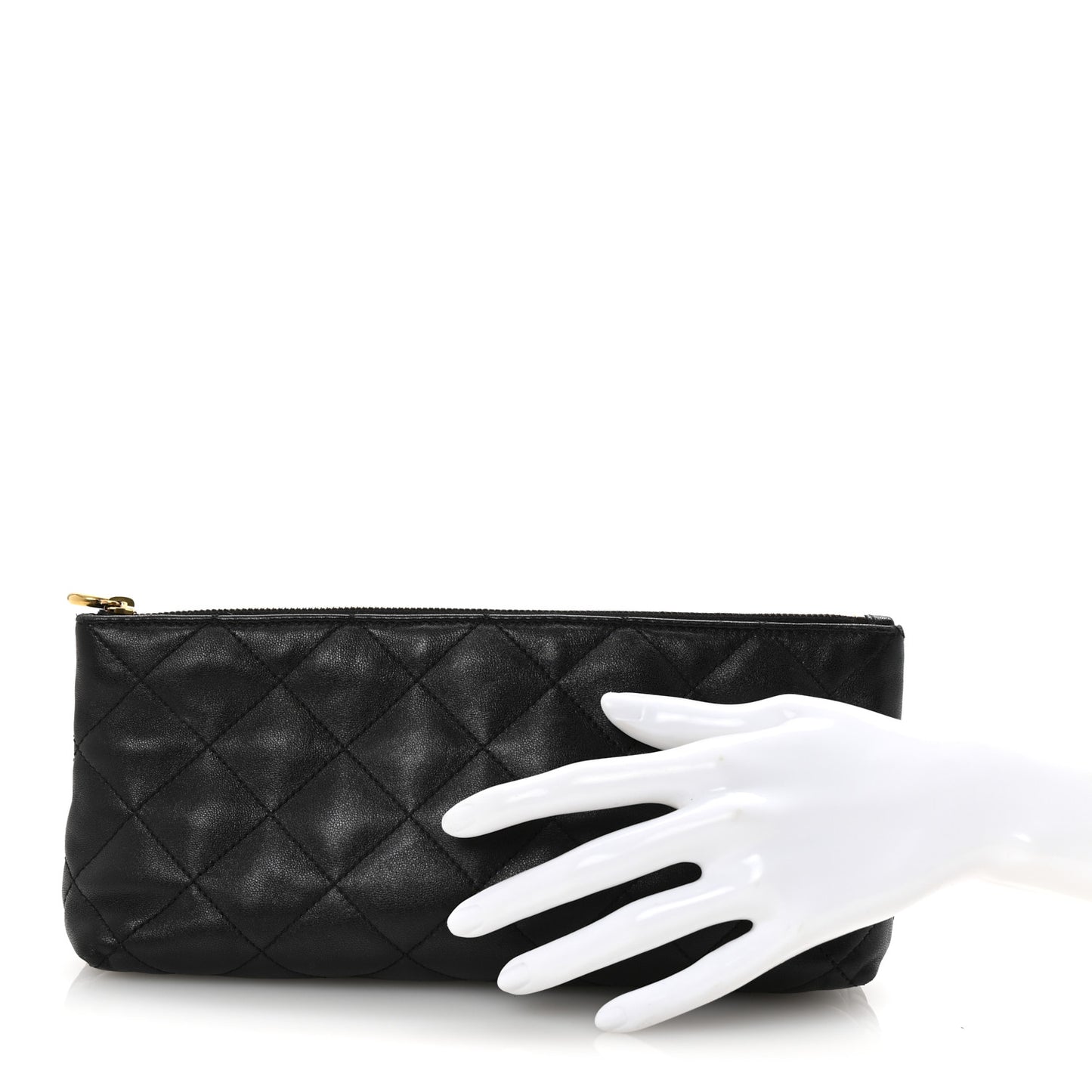 Lambskin Quilted Icare Cosmetic Pouch Black