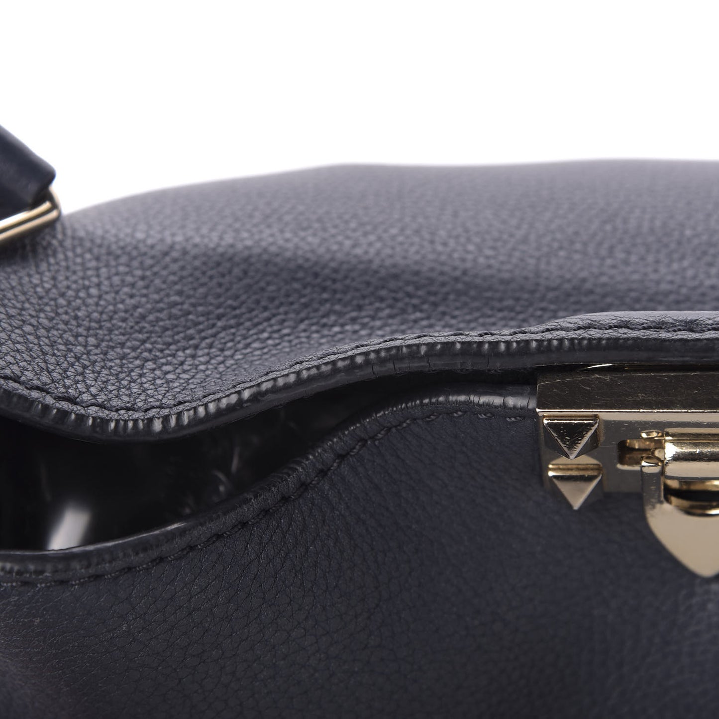 Pebbled Calfskin Small Rockstud Flip-Lock Messenger Bag Marine