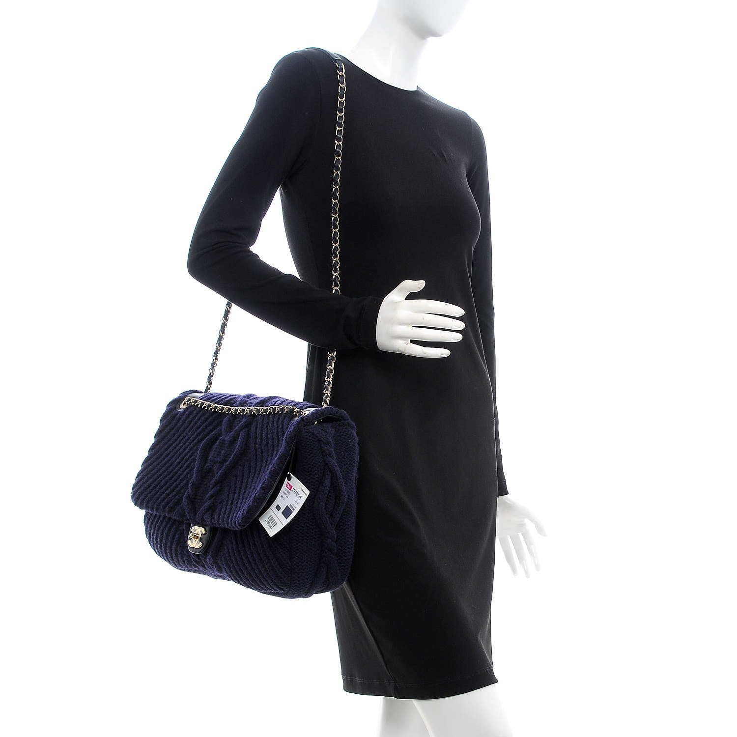 Chanel Cable Knit Calfskin Flap Bag Navy Blue 2 of 7