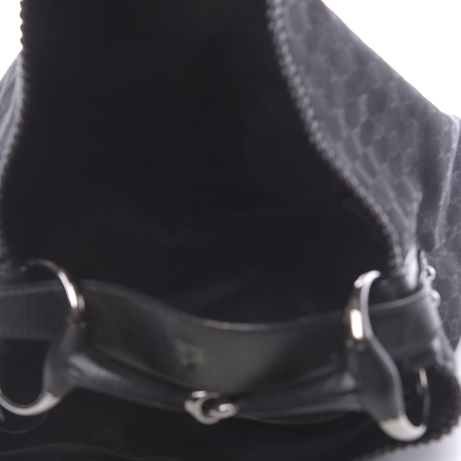 Gucci Monogram Large Horsebit Chain Hobo Black 5 of 12