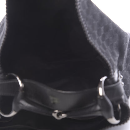 Gucci Monogram Large Horsebit Chain Hobo Black 5 of 12