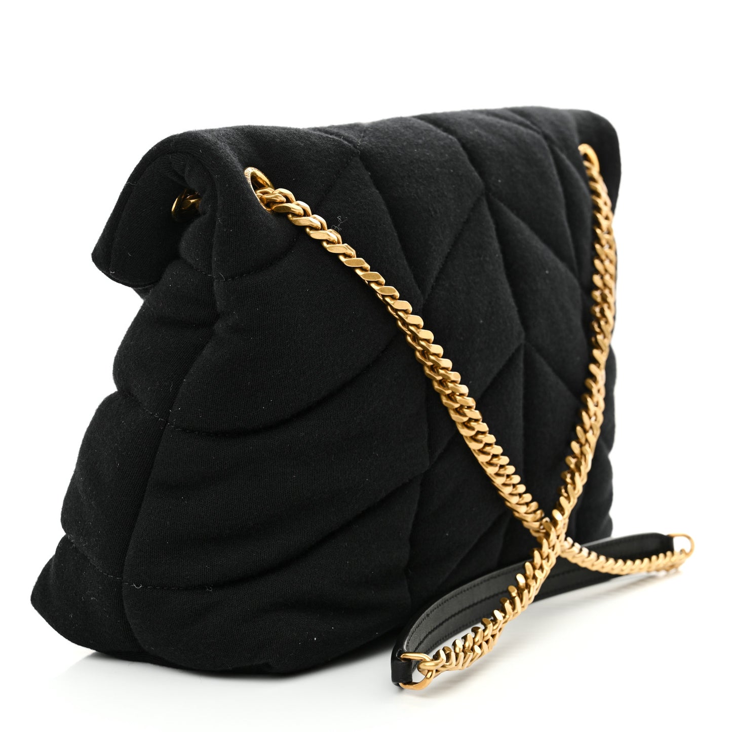 Wool Jersey Quilted Medium Loulou Puffer Monogram Chain Black