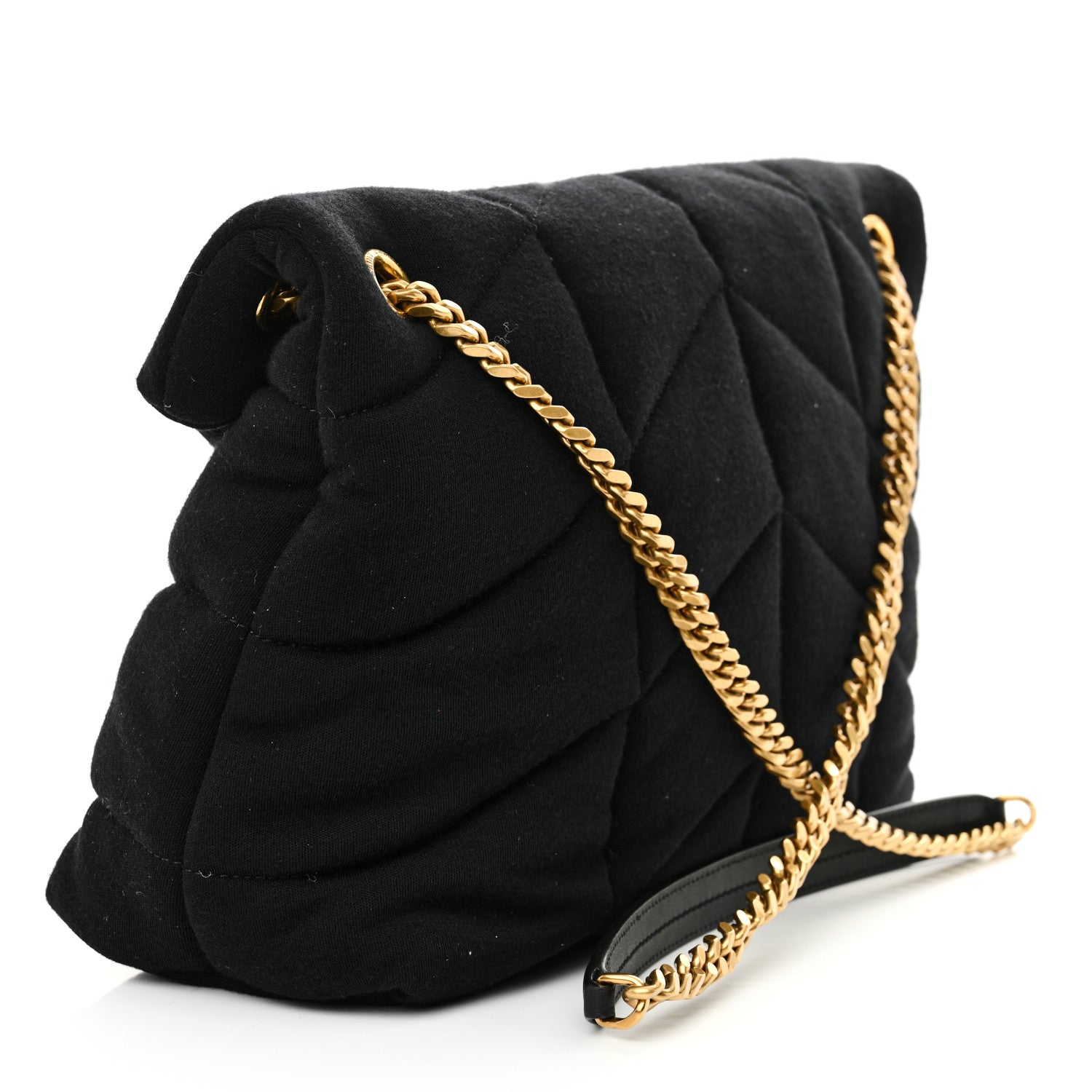 Saint Laurent Wool Jersey Quilted Medium Loulou Puffer Monogram Chain Black 3 of 10