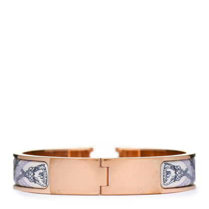 Hermes Enamel Narrow Print Grand Apparat Remix Multico Clic Clac H Bracelet PM Lilas 3 of 4