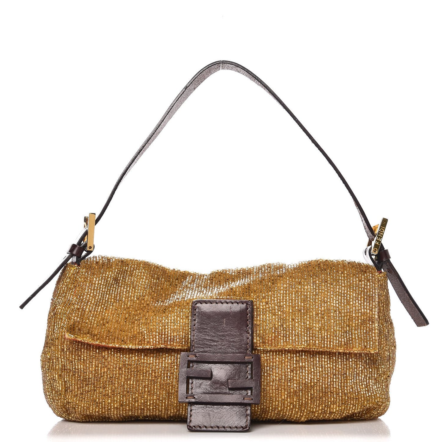Beaded Baguette Shoulder Bag Gold