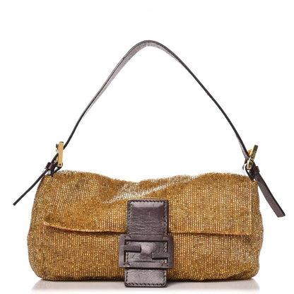 Fendi Beaded Baguette Shoulder Bag Gold 1 of 8
