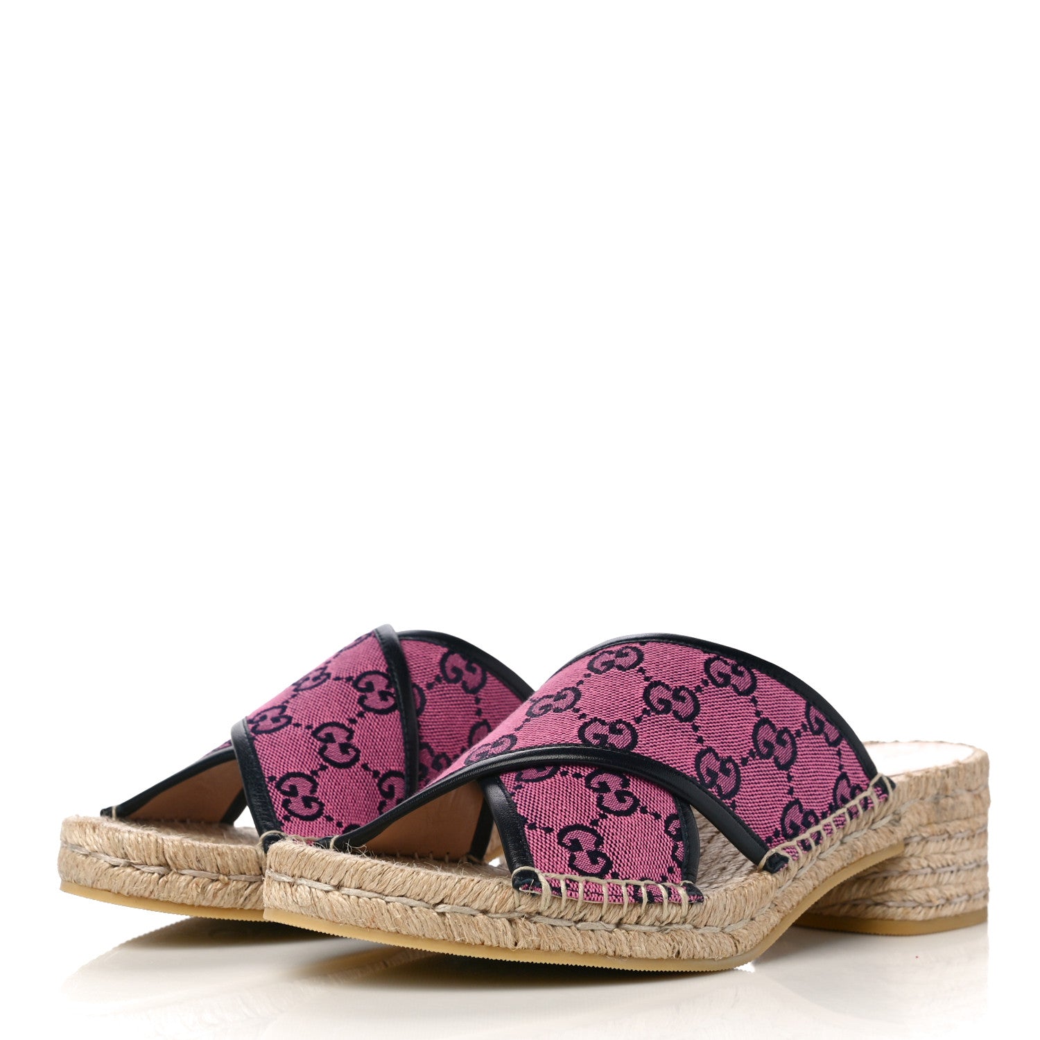 Gucci Monogram Multicolor Criss Cross Espadrille Sandals 41 Pink Blue 5 of 12